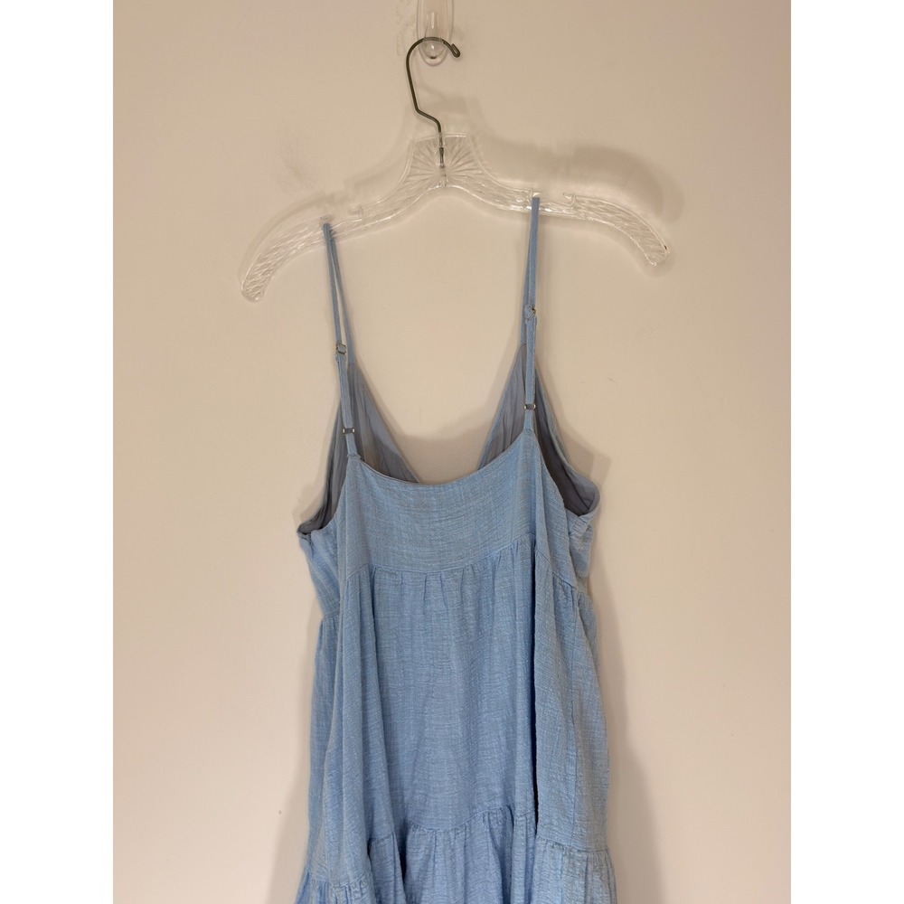 Lulus Dress Pastel Blue Sleeveless Tiered Broomstick Sundress Casual Midi Medium - Picture 9 of 13